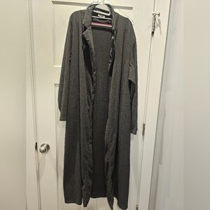 COOFANDY Men’s XXL Longline Cardigan Duster Coat Charcoal Gray Open Front
